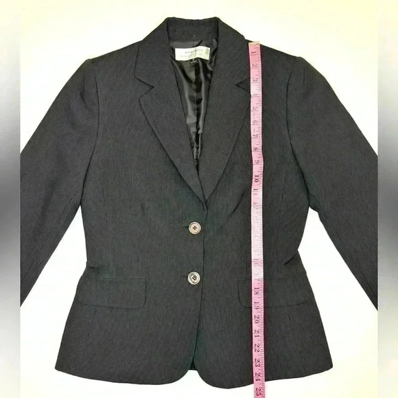 Tahari Arthur S. Levine Women's Black Textured Striped Jacket Blazer Size 4 - Picture 4 of 9